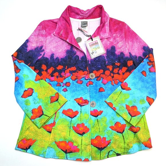 Simply Art by Dolcezza Multicolor Floral-Print Blazer Size Women's Extra Small - Picture 1 of 4
